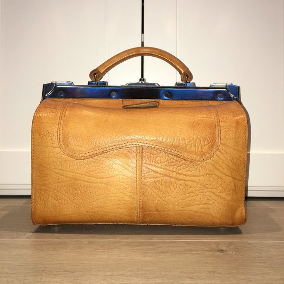 Hand Crafted Handbags - Hand Carved & Crafted Tan Leather "Doctor's" Bag